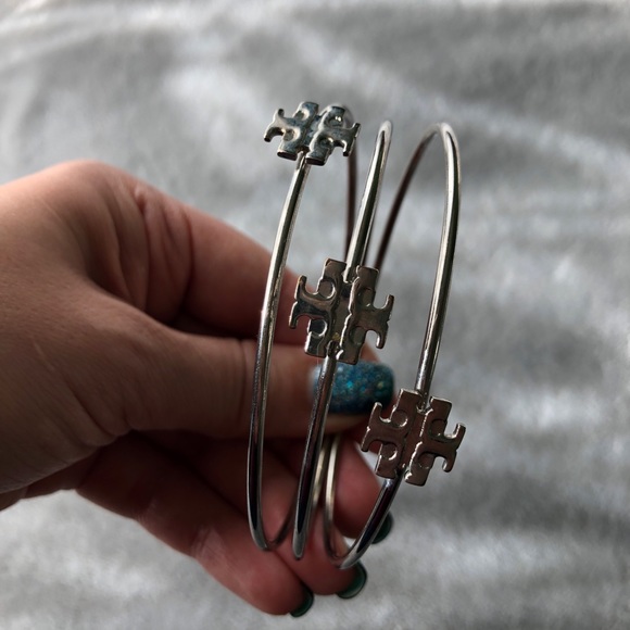 Tory Burch Silver Bangles - Set of 3 Bracelets - Picture 8 of 9